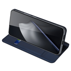 Чехол книжка из кожи синего цвета от Dux Ducis для Xiaomi 15T Pro, серия Skin Pro Series