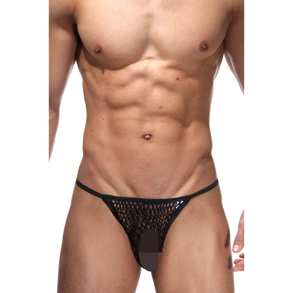 Трусы мужские стринги черные в сетку LaBlinque LB15092