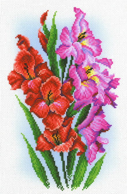 Рисунок-схема на канве для вышивания крестом "Гордые гладиолусы", 40 х 30 см / 28 х 19 см (Россия)