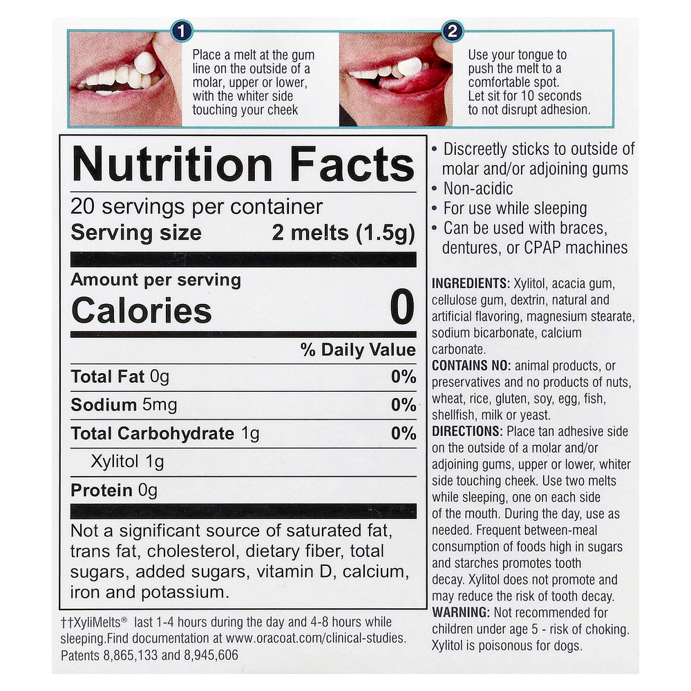 OraCoat, XyliMelts®, средство от сухости во рту, ягодный смузи, 40 таблеток