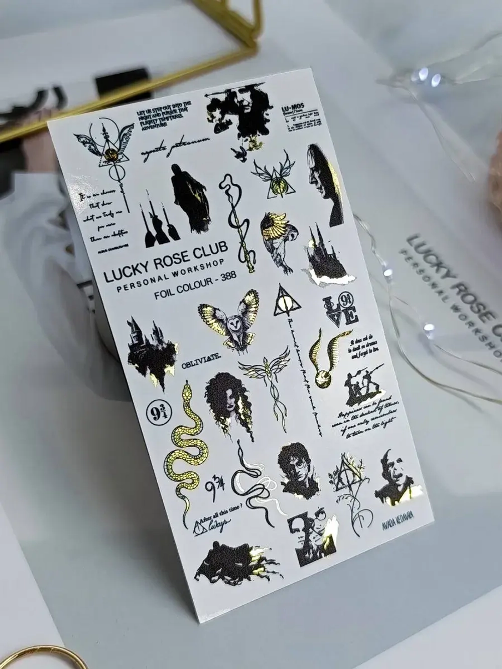 Lucky Rose Слайдеры наклейки для длинных ногтей 388