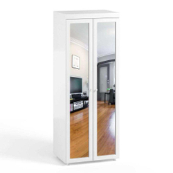 Шкаф 2-х дверный с зеркалами (гл.410) Монако МН-43 белое дерево