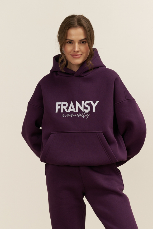Худи 02 FRANSY COMMUNITY, с начесом, темно-фиолетовое