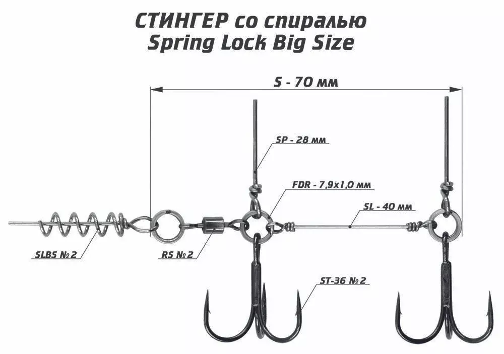 Оснастка стингер со спиралью Spring Lock Big Size