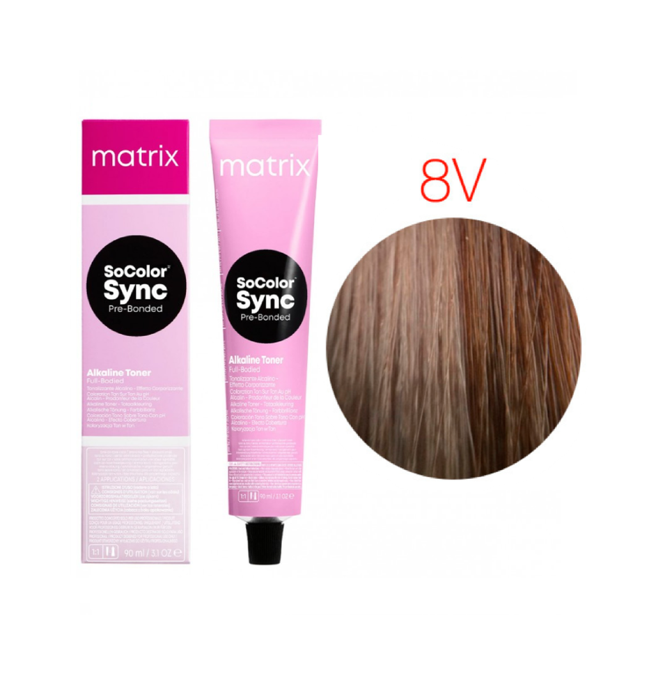 MATRIX SoСolor Sync Pre-Bonded крем-краска для волос без аммиака 90 мл 8V светлый блондин перламутровый