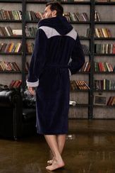 Халат мужской ANCHOR с капюшоном Джинс/серый "Polens"