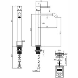 Bossini Teo-T смеситель для раковины, высокий, донный клапан Click-Clack, цвет Matt Black