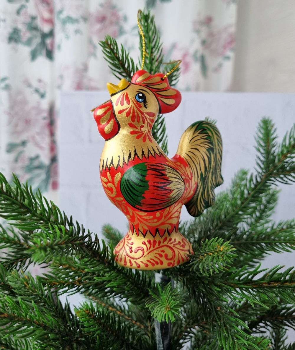 Петушёк ёлочная игрушка из фарфора