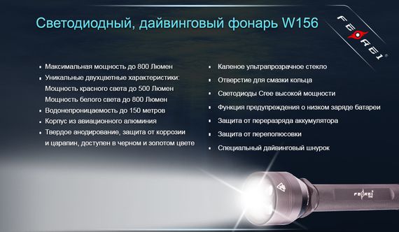 Фонарь Ferei W156 Kit холодный свет