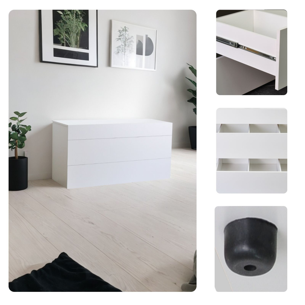 Комод белый Оланд 3 ящика для вещей с органайзерами