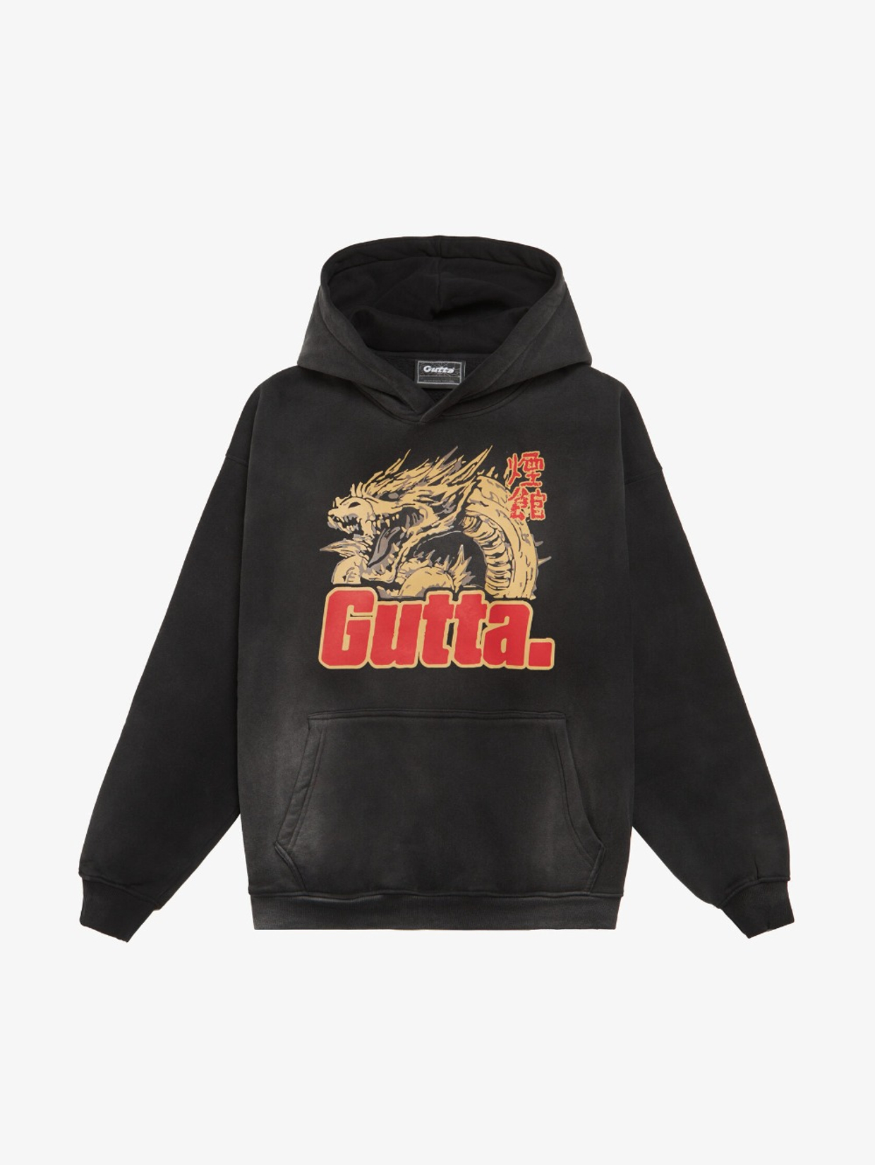 'DEN' BLACK SUN-FADED HOODIE