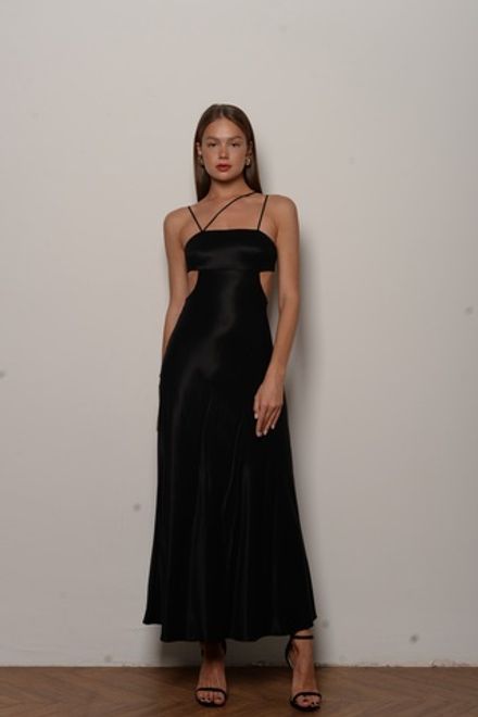 Платье-комбинация черная из итальянской купры