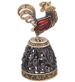 AM-4240 Колокольчик «Петух Рассвет « (латунь, янтарь)