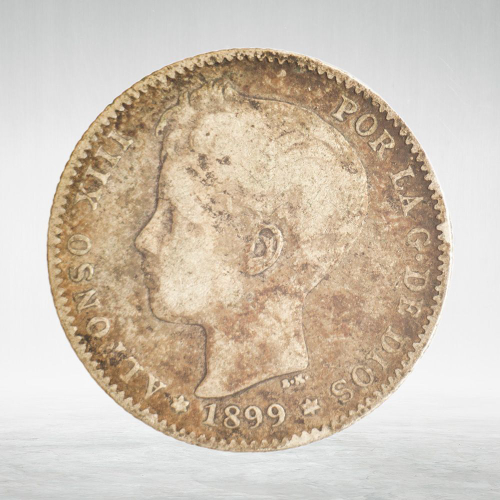 Spain, 1 Peseta 1899 – Alfonso XII (Second Portrait), F