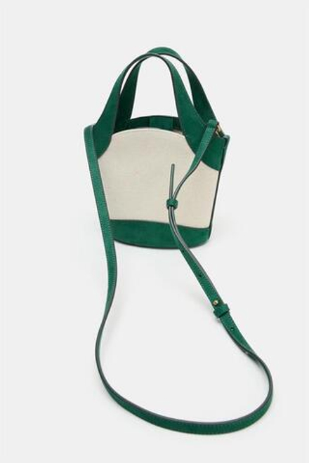 ZARA ХОЛЩОВАЯ СУМКА С ПЛЕЧЕВЫМ РЕМНЕМ, ЗЕЛЕНЫЙ