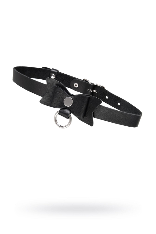 Черный чокер-ошейник с бабочкой и колечком