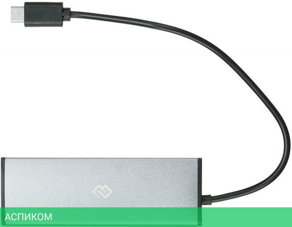 USB-хаб Digma HUB-4U2.0-UC-DS серебристый