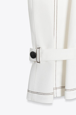 ZARA БРЮКИ С КОНТРАСТНОЙ СТРОЧКОЙ, ЖЕЛТОВАТО-БЕЛЫЙ