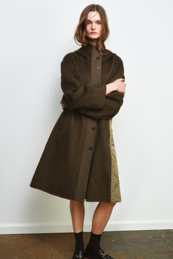 ZARA ПАРКА ИЗ СМЕСОВОЙ ШЕРСТИ ZW COLLECTION LIMITED EDITION, ХАКИ