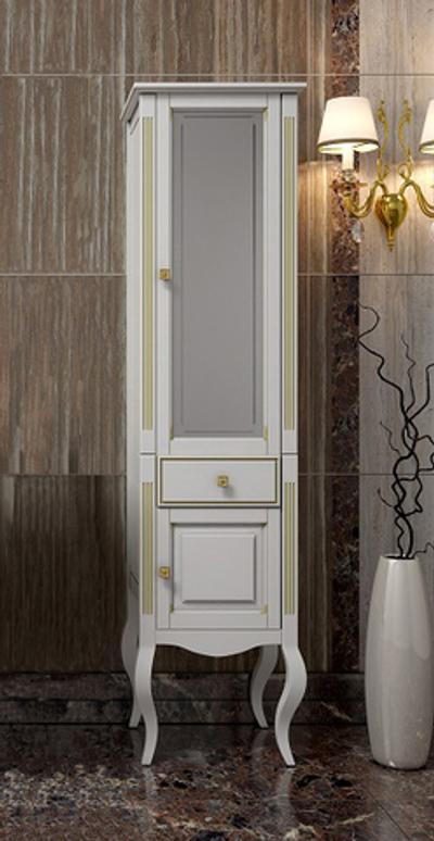 Пенал напольный Opadiris Лаура  45х180х36см. цвет: Белый с патиной.