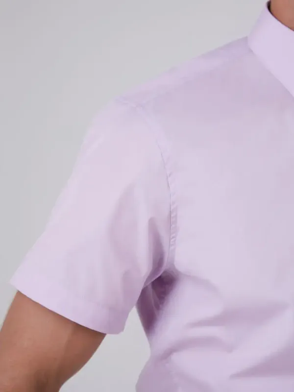 Рубашка приталенная SLIM FIT с коротким рукавом, сиреневая