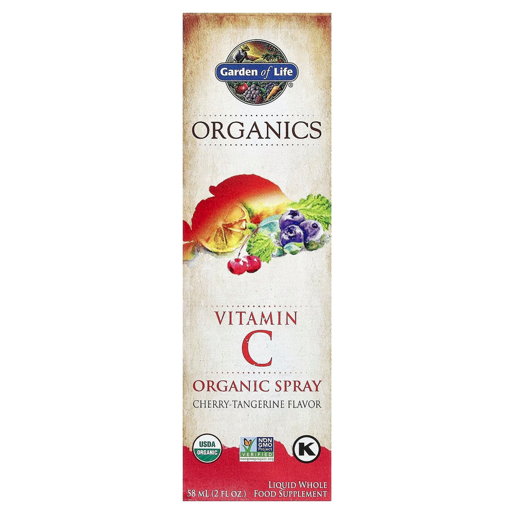 Garden of Life, MyKind Organics, органический спрей с витамином С, вишня и мандарин, 58 мл (2 жидк. унции)