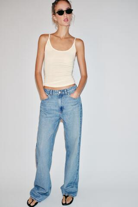 ZARA ТОП НА ТОНКИХ БРЕТЕЛЯХ, ЖЕЛТОВАТО-БЕЛЫЙ