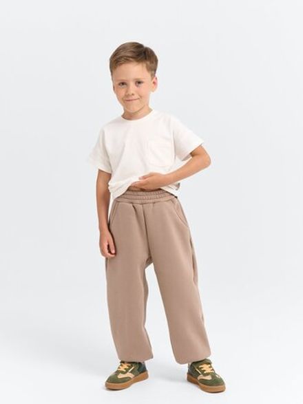 Джоггеры оверсайз "Кокос" с карманами утепленные