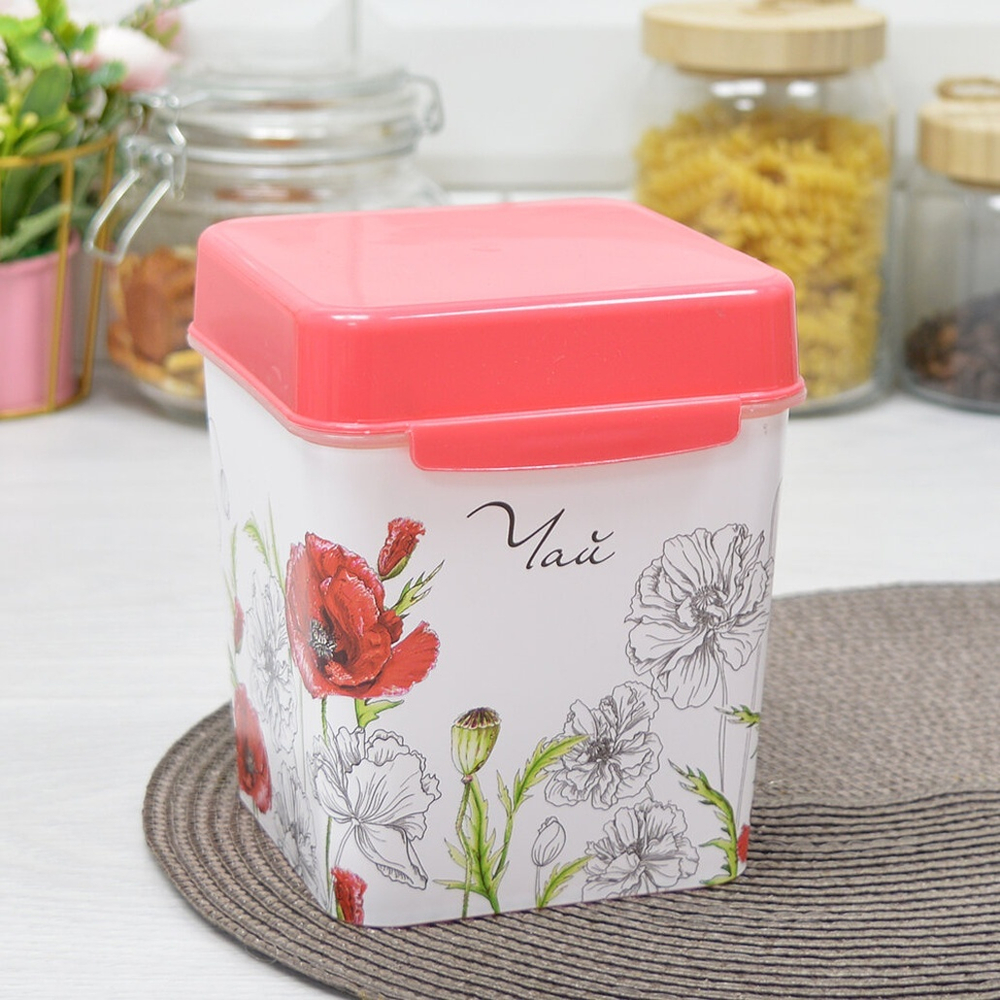 Емкость 1,2л Маки (чай) с ложкой