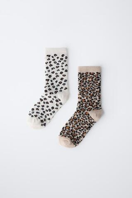 ZARA НАБОР ИЗ 2 ПАР НОСКОВ С АНИМАЛИСТИЧЕСКИМ ПРИНТОМ, РАЗНОЦВЕТНЫЙ