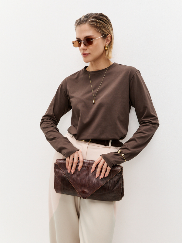 Лонгслив свободного кроя в цвете шоколад