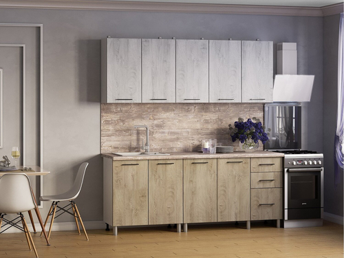 Кухня Палермо Фасад:Готовое решение 2,0м Дуб Остин Серый/Дуб Остин Бежевый