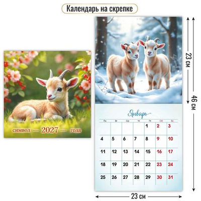 Календарь на скрепке 230х230 2027 "Символ года" 10091 (Квадра)
