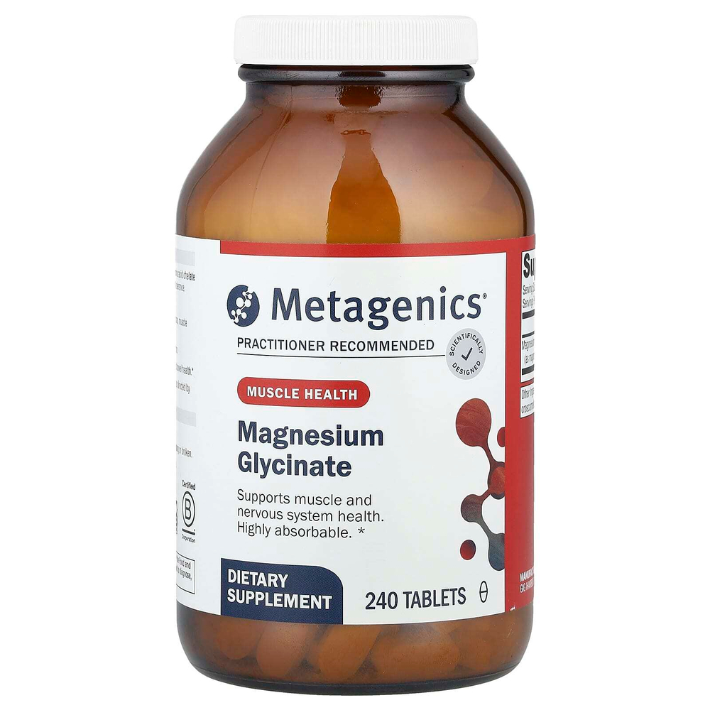 Metagenics, глицинат магния, 100 мг, 240 таблеток