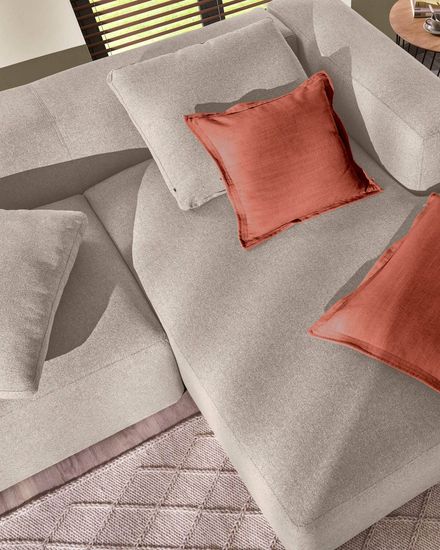 Диван 2-местный Blok с правым шезлонгом бежевый