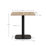 Dina Стол из меламина с ореховой отделкой и металлической черной ножкой 70 x 70 x 70 см