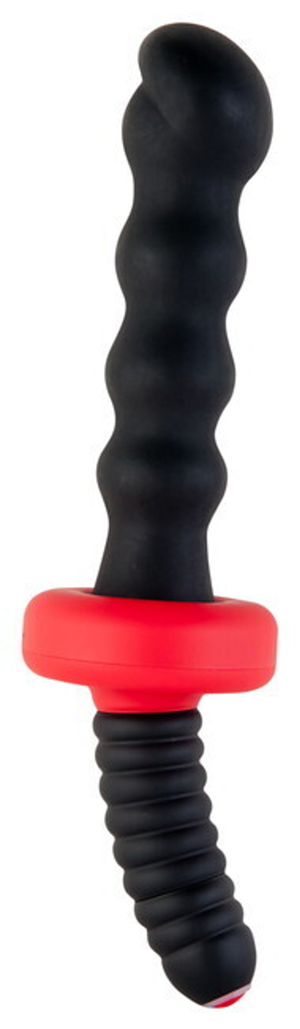 Черный гигантский анальный вибратор BLACK & RED, (10 режимов,18 см) (Цвет: черный с красным)