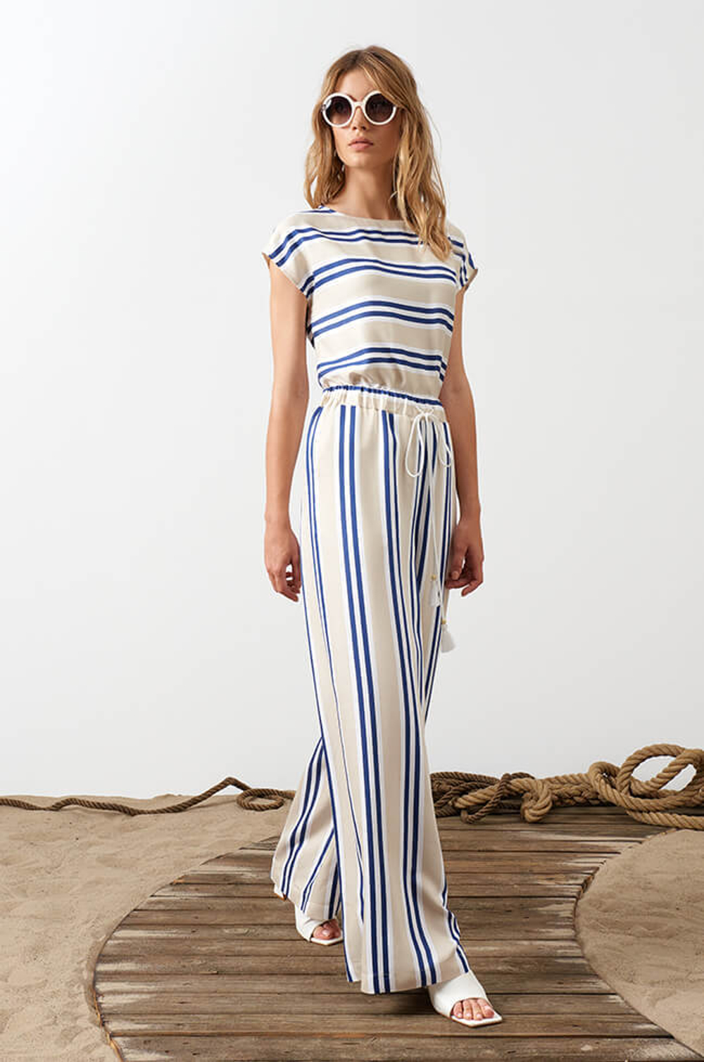 22994 Блузка женская (бежевая полоска)