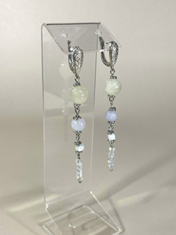 Серьги Нежные Оникс и аквамарин