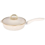 Сковорода глубокая 220мм с ручкой,со стекл.крышкой,АП линия «Грация» (белый/золото)