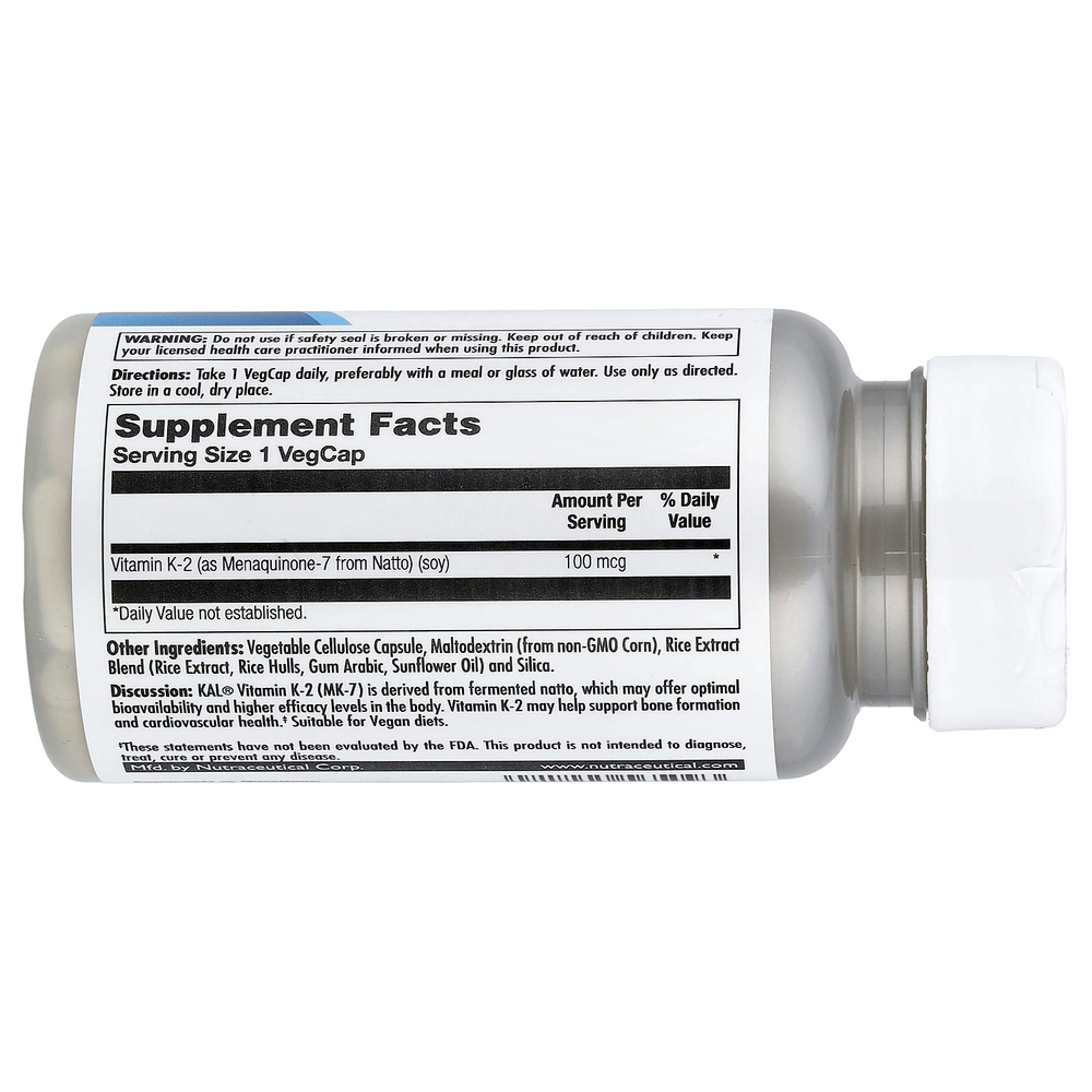 KAL, K-2, 100 мкг, 60 вегетарианских капсул