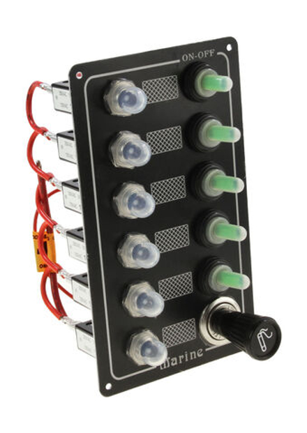 Панель бортового питания 5 переключателей, автоматы, прикуриватель