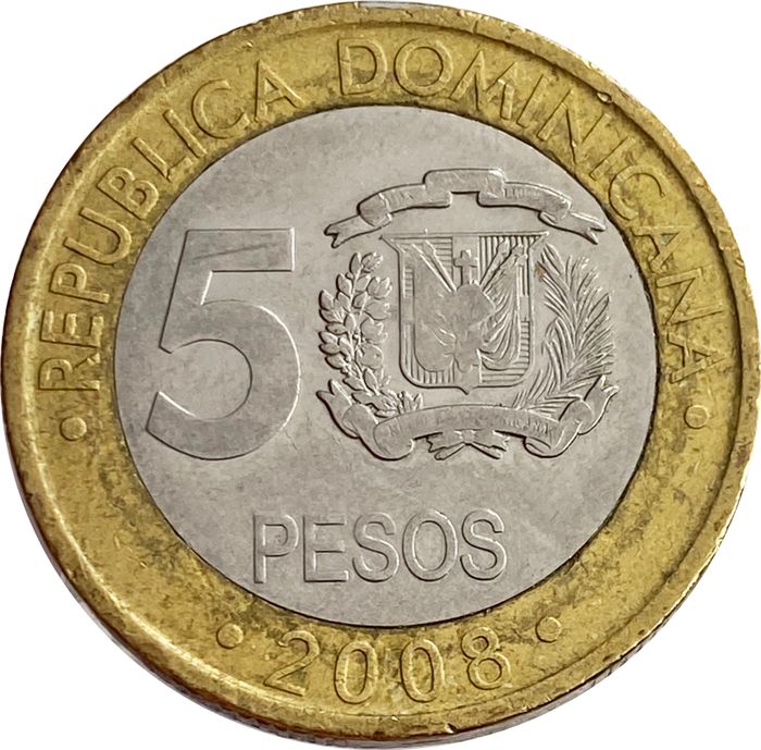5 песо 2008 Доминикана