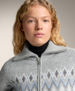 Oysho Жакет из жаккардового трикотажа с 10% шерстью, серый меланж