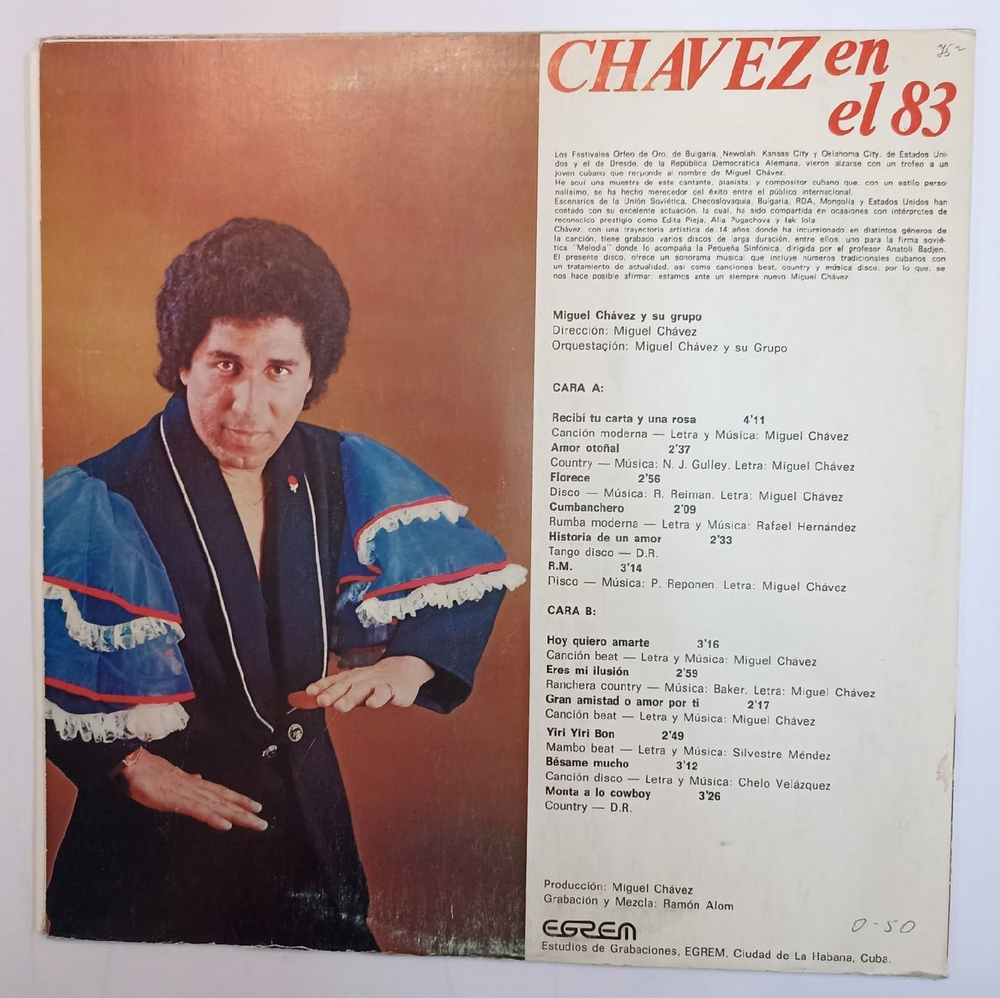 Винтажная виниловая пластинка Miguel Chavez Y Su Grupo Chavez En El 83 (Cuba 1983)