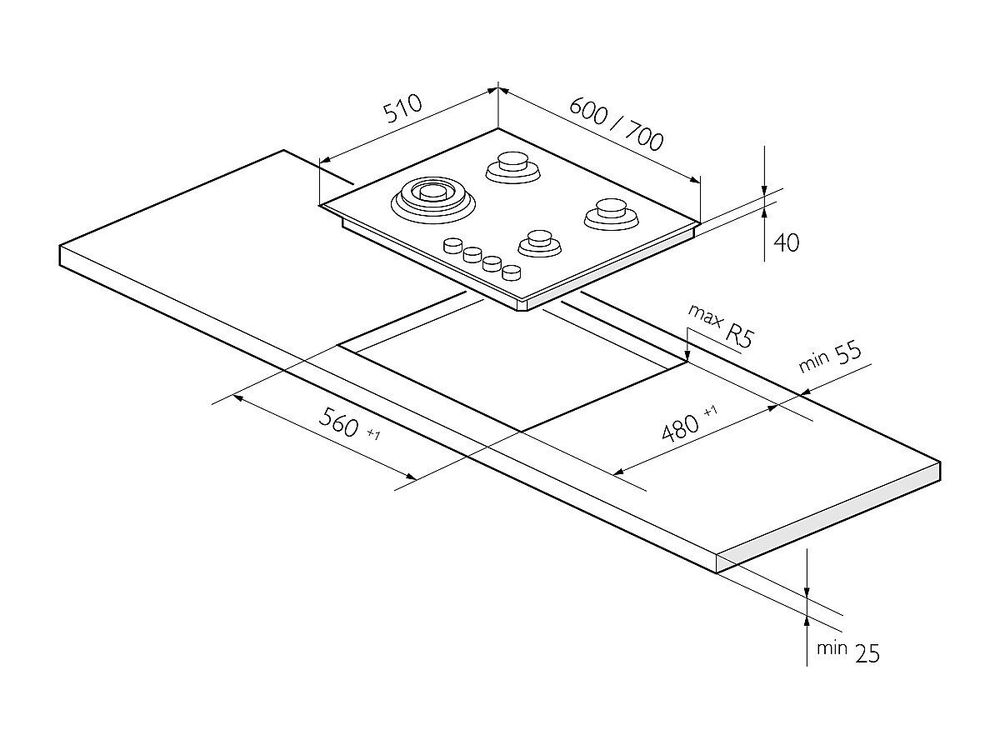 Газовая варочная поверхность GVS 642 IX