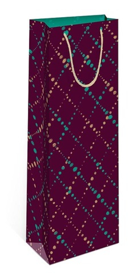 Пакет подарочный для вина, Текстура точек, Бордовый, 36*12*9 см, 1 шт.