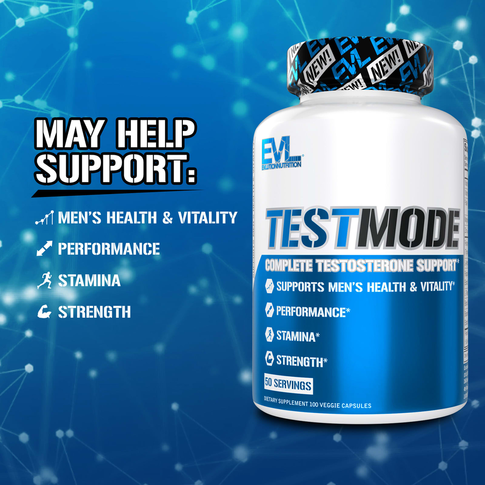 EVLution Nutrition, TestMode, полная поддержка уровня тестостерона, 100 растительных капсул