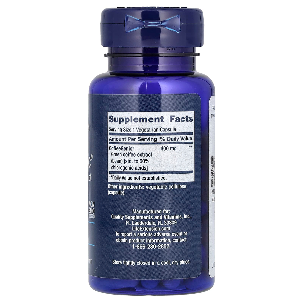 Life Extension, CoffeeGenic, экстракт зеленого кофе 90 овощных капсул
