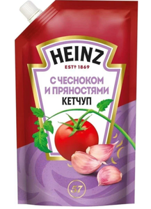 КЕТЧУП HEINZ С ЧЕСНОКОМ ДОЙ ПАК 320 ГР